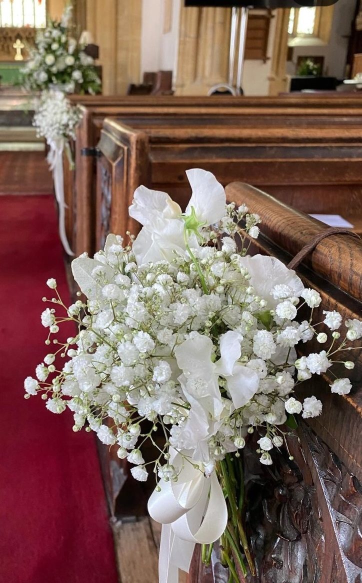 Wedding flowers by Cottage Flowers for Crewkerne Church